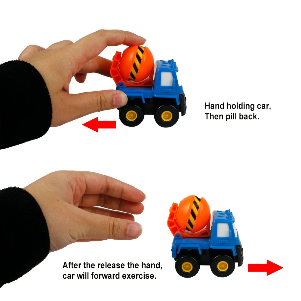 Truck Toy Car Construction Toys Pull Back Vehicles Best Party Supplies Favors Christmas Birthday Gifts for Kids Boys Girls 3 Years and Up, 6pcs(Color Vary)