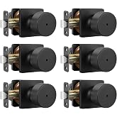 Goldenwarm Matte Black Door Knobs Interior, Privacy Bedroom Door Knob with Lock, Black Interior Door Knobs Bathroom 6 Pack
