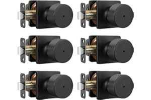 Goldenwarm Matte Black Door Knobs Interior, Privacy Bedroom Door Knob with Lock, Black Interior Door Knobs Bathroom 6 Pack