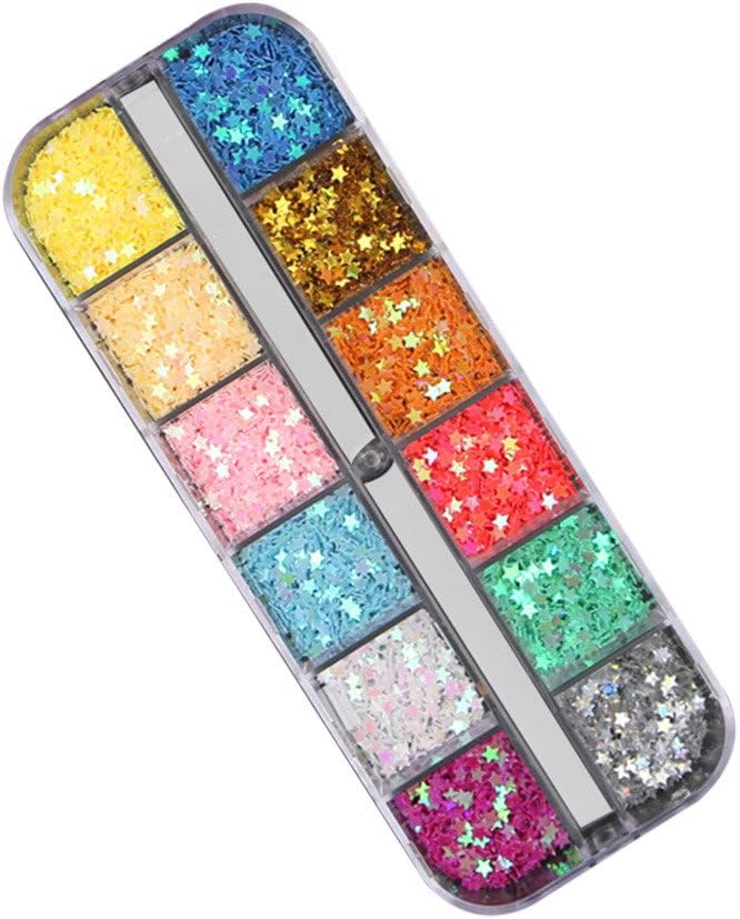 Little Story 12 Pcs Colors Nail Art Tips Stickers 3D Glitter Sequins Manicure DIY, Quick Nail Extension Starter Manicure Nail Polish, The Most Suitable Gift