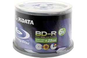 Ridata BD-R 25G 6X Hub Printable 50Packs Spindle(BDR-256-RDIWN-CB50)