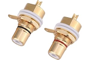 Generic Panel Mount Female Jack Terminal Socket Audio Connector Gold Plated Copper 2 Pack for Amplifiers, Solder Type for Aud