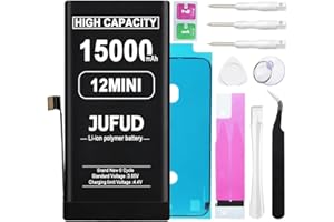 JUFUD 15000mAh Replacement Battery Used for iPhone 12 Mini, High-Capacity 0 Cycle Li-Polymer Battery - Compatible with Models A2176 A2398 A2400 A2399 Includes Full Repair Kit