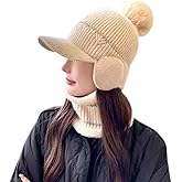 Fashion 2 Pieces/Set Women's Winter Knitted Hat Warm Elastic Soft Ear Protection Scarf Mask Fleece Lined Hat