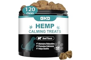 GKD Hemp Calming Chews for Dogs, Dog Calming Treats Anxiety Relief 100% Golden Ratio of Natural Ingredients Calming Dog Treats, Aid with Separation, Barking, Stress Relief, Thunderstorms - Beef 120 Chews…