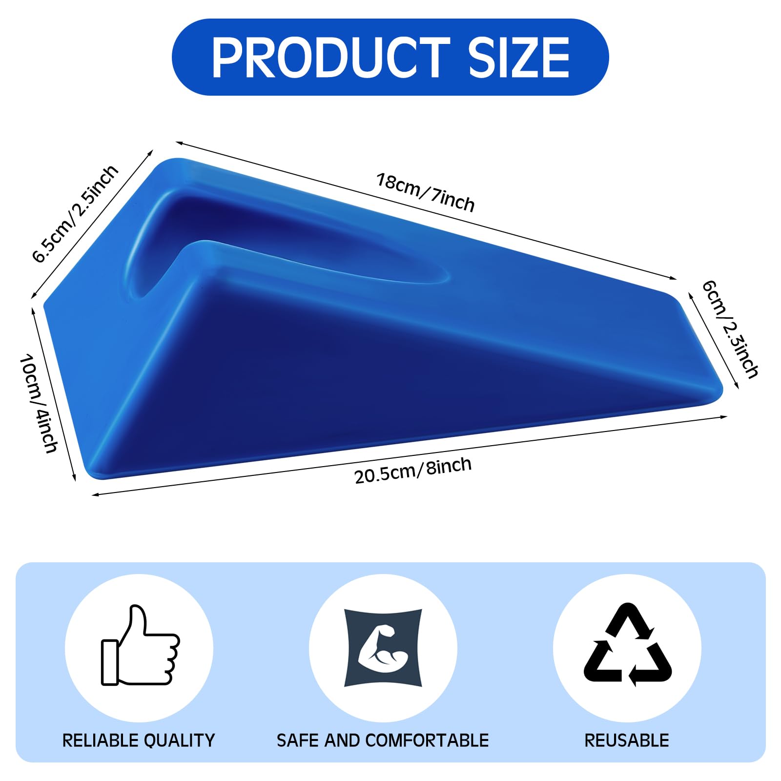 Suzile Mobilization Wedge 7.9 x 4.1 x 2 Inch Triangle Therapy Non Slip Silicone Wedge Pillow Sturdy Support for Relieve Spinal Pain Rehabilitation Tool(Blue)