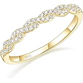 EAMTI 925 Sterling Silver Wedding Band for Women Cubic Zirconia Twisted Rope Half Eternity Band Ring Size 3-13