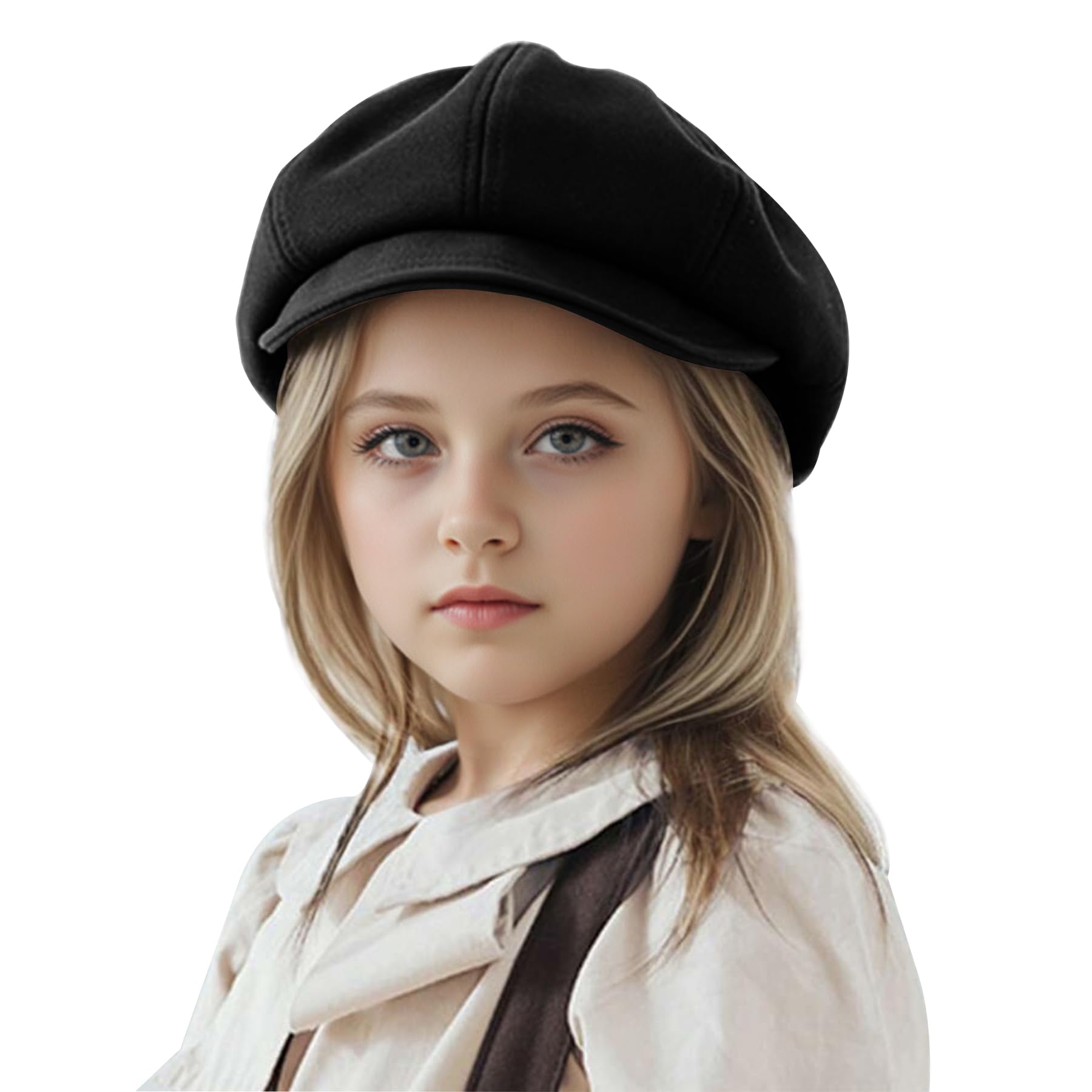 Photo 1 of Jastore Kids Boys Girls Newsboy Caps Wool Flat Beret Cabbie Hat for Toddler (US, Age, 4 Years, 8 Years, Black)