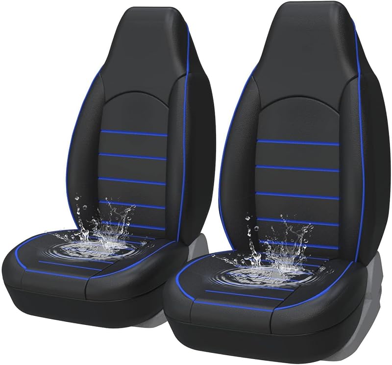 AUTOYOUTH Universal Front Car Seat Covers Pair Waterproof Faux Leather Airbag