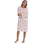 Miss Elaine Women's Short Brushed Back HoneyComb Knit Nightgown, Long Sleeve, Sleepwear & Loungewear