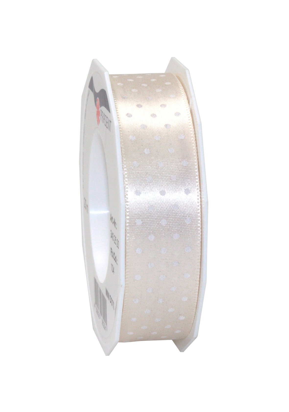 C.E. Pattberg Präsent - Mini Dots Printed Satin Ribbon Cream 25 mm width, 20 m length — image 1
