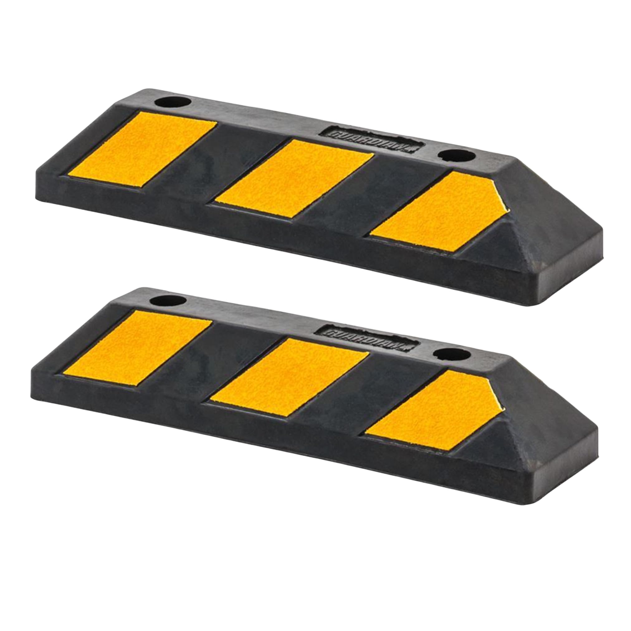 Guardian 2 Pack Parking Stop, 2 Foot Long Flexible Rubber Curb, Highly Visible Accessory with Mounting Holes for Job Sites and Garages, Black/Yellow Image
