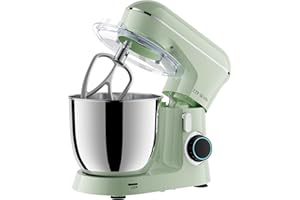 ZZR SEVEN Stand Mixer, Dough Mixer, Cake Mixer, Kitchen Mixer with Bowl SS 5.5 QT, 450W Copper Motor, Standing Mixer with Beater, Dough Hook, SS Egg Whisk (450W Green)