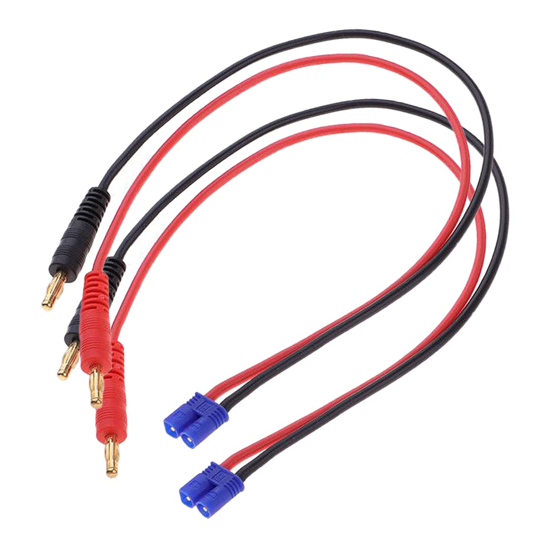FLY RC 2pcs 30cm RC Balance Charger Lead 4mm Banana Male Plugs to EC2 Male Connector Adapter 16AWG Silicone Lipo Battery Charge Cable