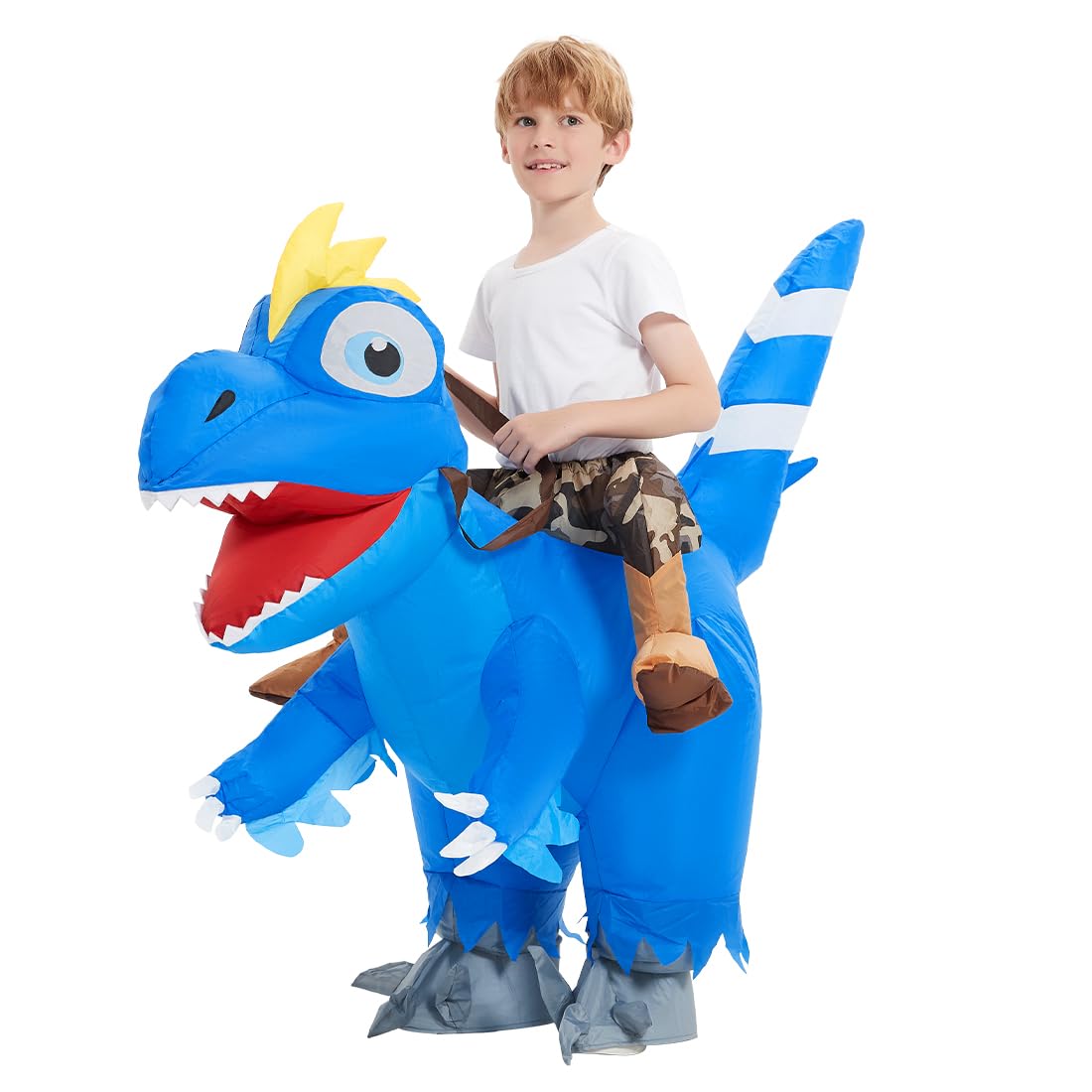 Photo 1 of COMIN Inflatable Dinosaur Costume Kids Halloween Blow up Costumes for Boys Girls Funny Riding Air Costume for Party Cosplay 2-3Y (36")