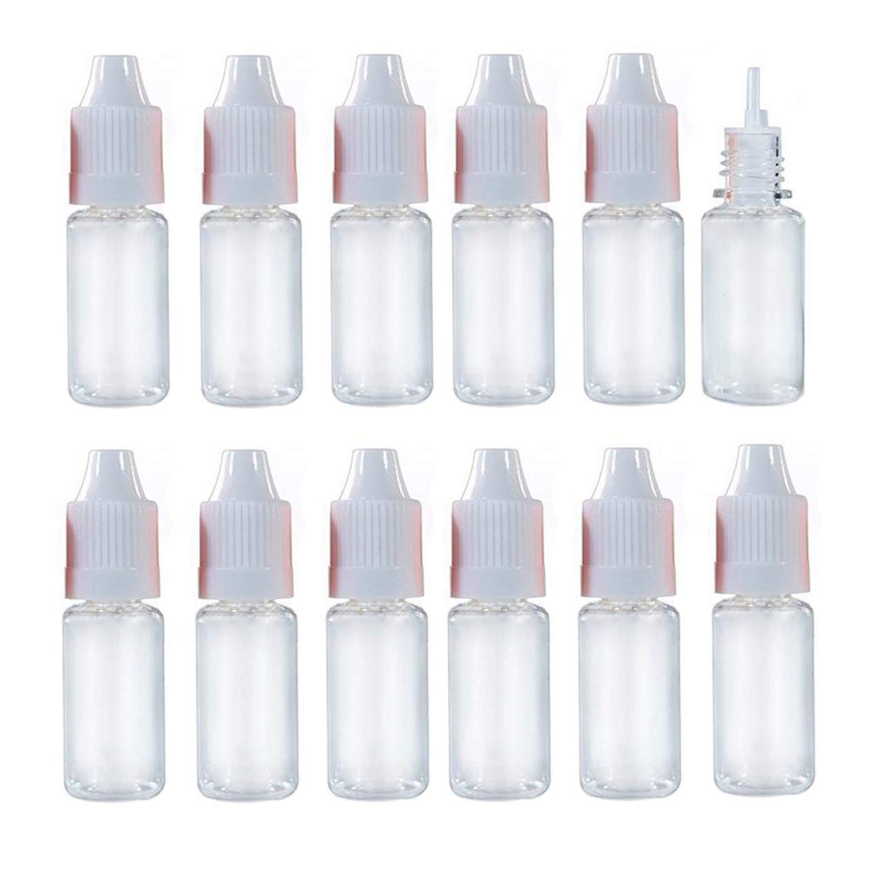 QUUPY 25pcs 10ml Clear Plastic Squeezable Dropper Bottles - Eye & Smoke Oil Bottle with White Screw Cap & Removable Plug