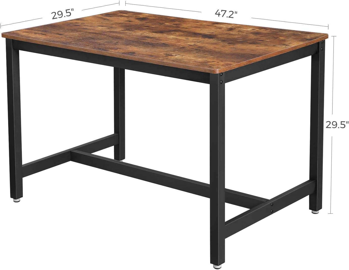 VASAGLE ALINRU Dining Table for 4 People, Kitchen Table, 47.2 x 29.5 x 29.5 Inches, Heavy Duty Metal Frame, Industrial Style, for Living Room, Dining Room, Rustic Brown UKDT75X - Tables