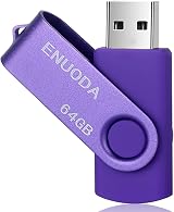 ENUODA 64GB USB 2.0 Memory Stick Purple Swivel Flash Drive view 1