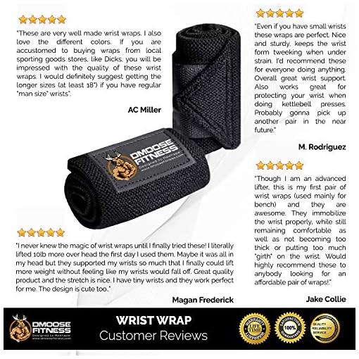 DMoose Wrist Wraps, Avoid Injury and Maximize Grip with Thumb Loop, 18" or 12" Gym Straps Pair, Wrist Straps for WeightLifting, Powerlifting, Bench Press, Bodybuilding, Deadlift Straps for Men & Women - Image 5