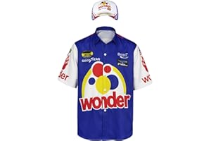Qosivfey Men's Ricky Bobby shirt Talladega Nights Full costume with hat for Halloween costume