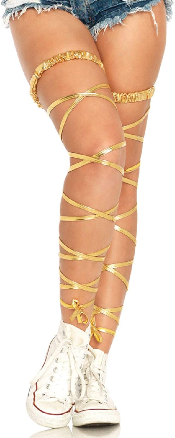 Leg Avenue Women's Festival Garter Leg Wraps, Green, One Size: Clothing