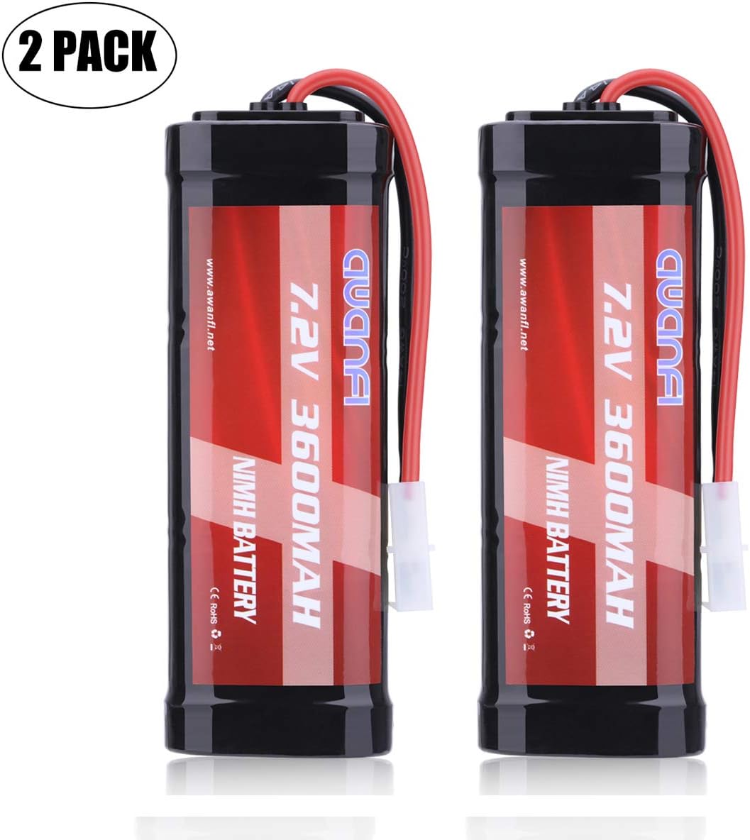 AWANFI 7.2V 3600mAh NiMH Battery Pack with Tamiya Plug For RC Cars RC Boats RC Tank Tamiya Traxxas LOSI Associated HPI Kyosho(2 pack)