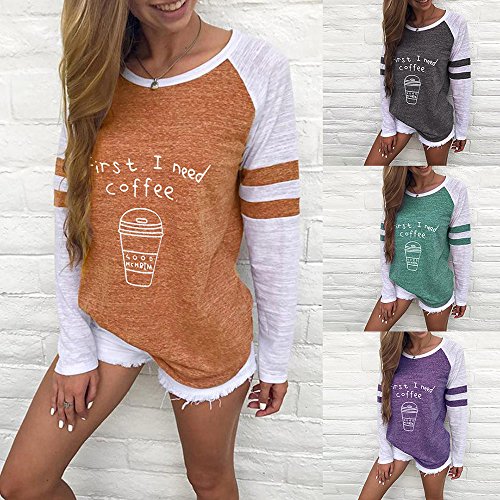 HTDBKDBK Long Sleeves for Women, Women Fashion Causal Plus Size Thanksgiving Blouse Tops Patchwork T-Shirt Tops 2019