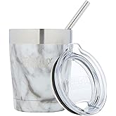 Healthy Human Stainless Steel Tumbler with Straw | Splash Proof Insulated Travel Cruiser Cup | Eco-Friendly Coffee Tumblers with Straws Cleaner & Splash Proof Lid (12oz, Stone White)