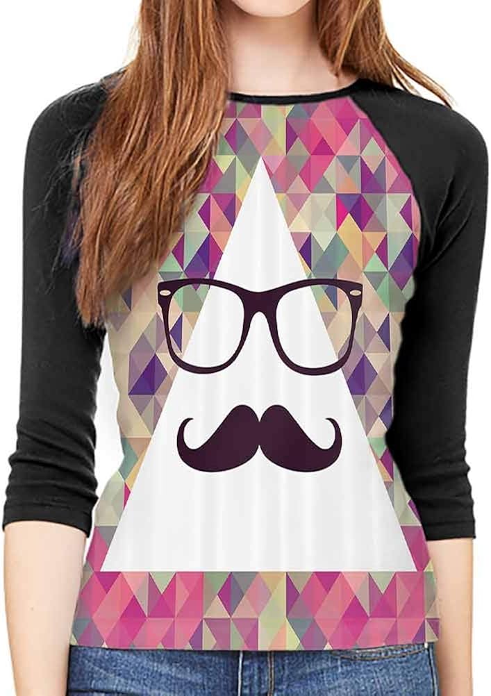 QIAOQIAOLO Funky Decor Women's Blouse 3/4 Sleeve Breathable Slim-fit Teens