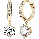 D Color VVS1 Clarity Moissanite Cute Small Dangle Hoop Earrings for Women, Radiant Cut/Pear Cut/Round Cut, Solid 925 Sterling Silver, Anniversary Valentines Mother's Day Jewelry