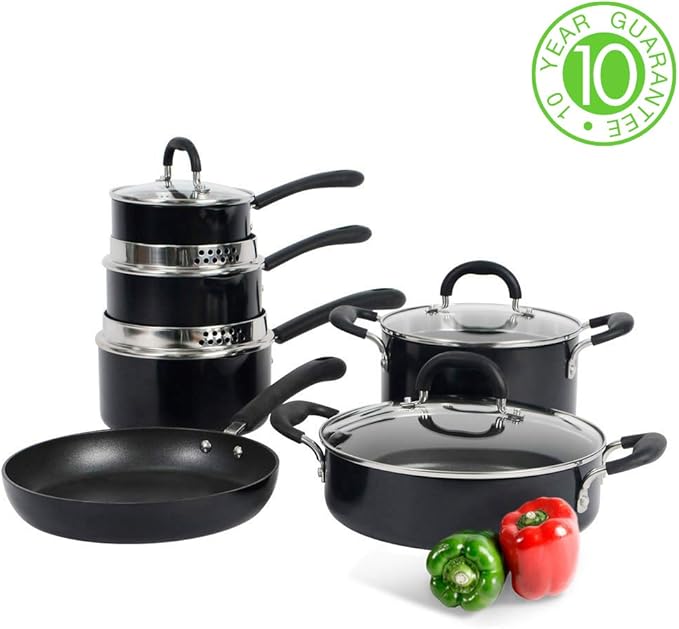 ProCook Gourmet NonStick Induction Cookware Set 6 Piece Strain