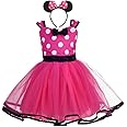 Dressy Daisy Baby Girl Polka Dots Fancy Dress Up Costume Birthday Party Tulle Dresses with Headband Pink/Red/Purple/Hot Pink
