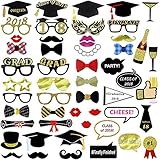 SHAN RUI 51pcs Graduation Photo Props Glitter Graduation Photo Booth Props with 1 Picture Frame, 2018 Graduation Party Decoration