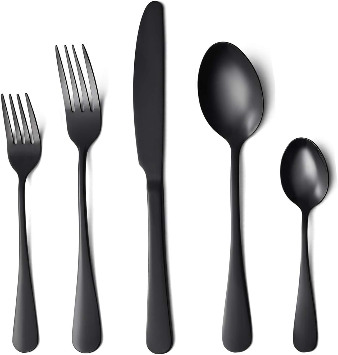 Flatware Set, 20-piece Silverware Cutlery Set with Serving Pieces, Heavy-duty Stainless Steel Utensils, Include Knife/Fork/Spoon, Mirror Finish, Dishwasher Safe, Service for 4 (black)