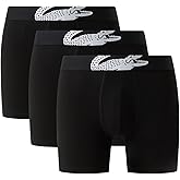 Lacoste mens Cotton Stretch Big Croc Print Boxer Briefs, 3-pack (Amazon Exclusives)