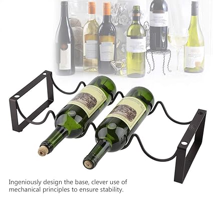 INDIAN DECOR 410003 Iron Red Wine Shelf Holder Rack, Holding Eight Bottles of Red Wine Elegant and Simple Style at Living Room, Restaurant, Bar, Pub, Club, Reception, Wine Cellar, Cafe etc