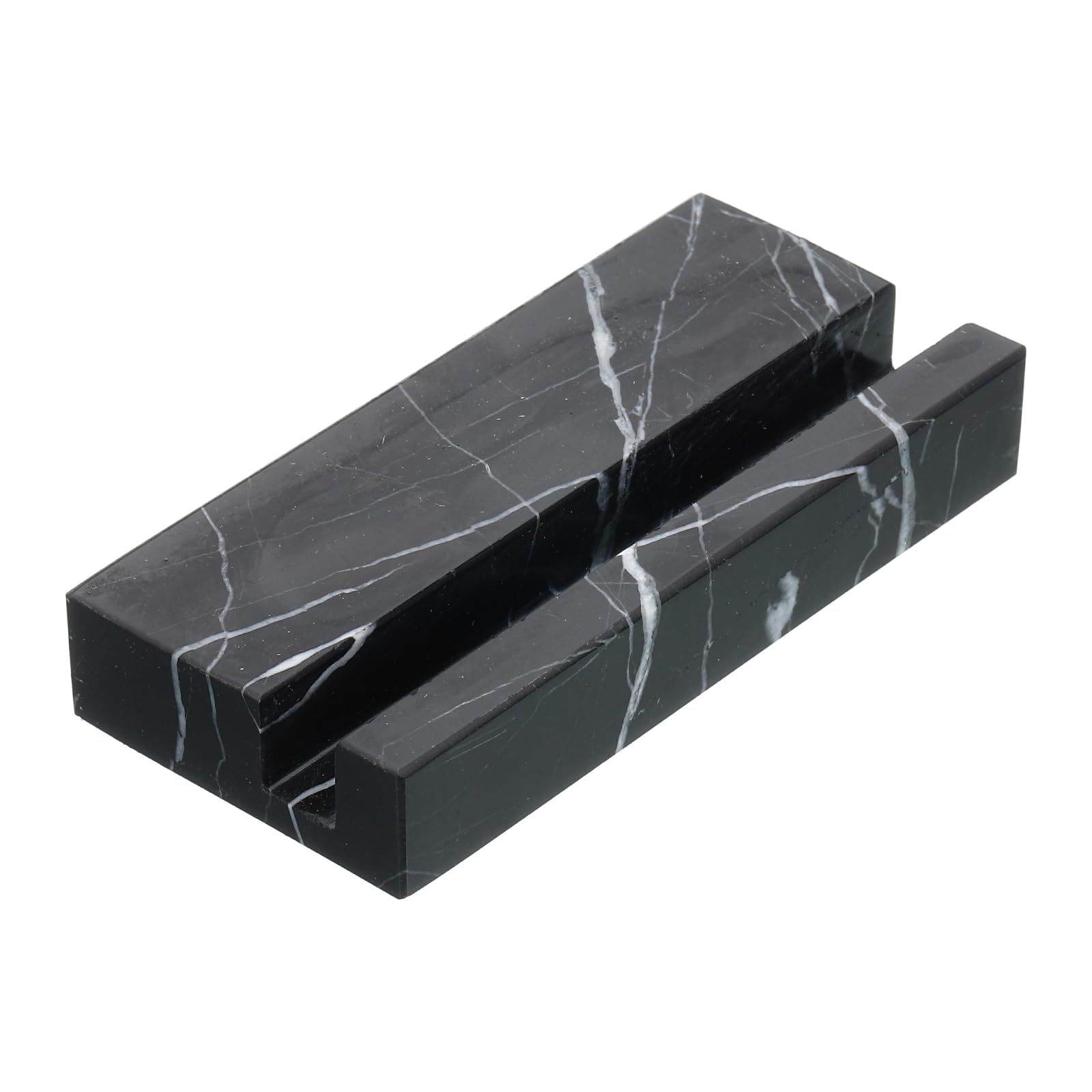 PATIKIL Business Card Holder for Desk, Marble Business Card Holders Stone Card Stand Organizer Cards Display for Office Exhibition, Black