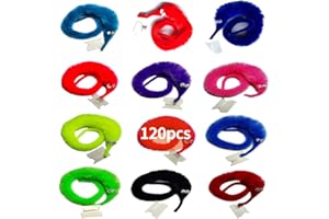 LE TOOTER 60 Pack Fuzzy Worm Toys String Pets Fuzzy Worms On String Bulk Trick Toy Party Favors for Kid Cat (12 Colors)