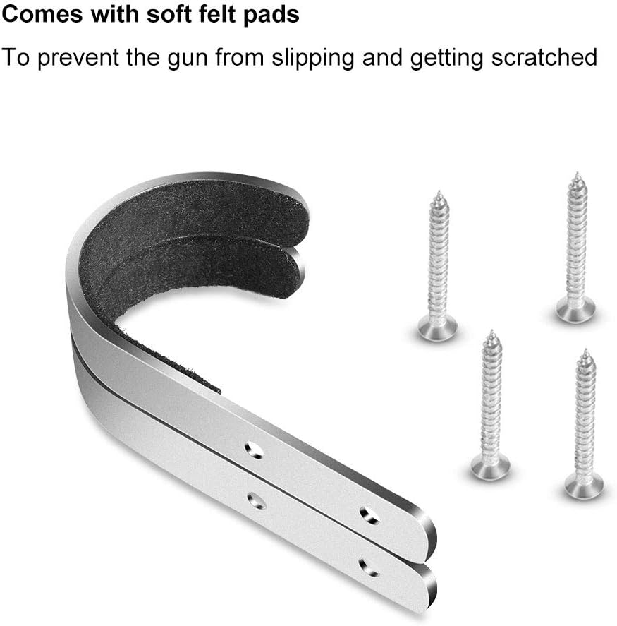 Aokin Gun Rack Shotgun Hook Rifle Hanger Archery Bow Hangers Felt Lined Wall Mount Storage J-Hooks,Silver,4 Pcs: Sports & Outdoors