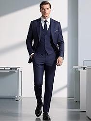 MAGE MALE Mens Two Button 3-Piece Suits Slim Fit