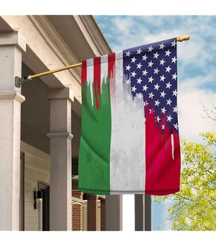 ICONDENIM American Half Italian Flag Italian American Friendship Italy U.S.A Proud Patriotic House Flag (29.5