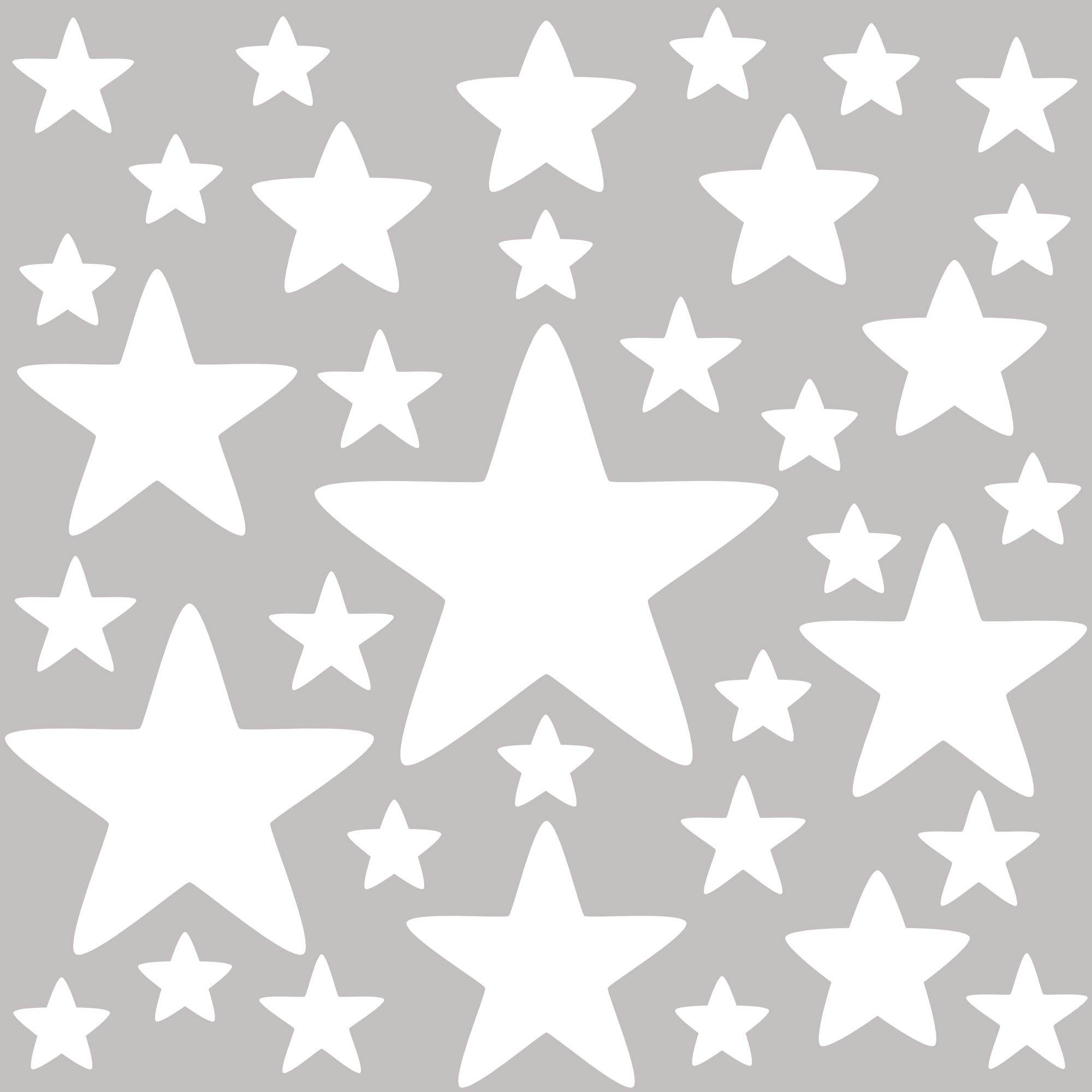 PREMYO Set of 36 Star Wall Stickers Kids - Nursery Decor Easy to Apply - Decals for Bedrooms for Girls Boys White