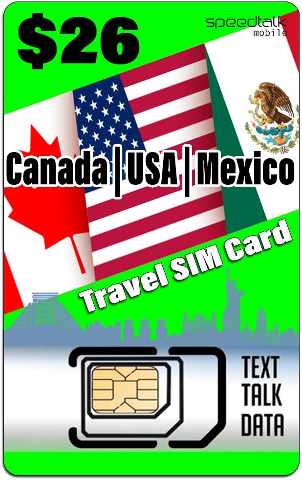 SpeedTalk Mobile Travel SIM Card | Text & Data | Compatible with Unlocked 5G 4G LTE iOS Android Smart Phones | 3 in 1 Simcard - Standard Micro Nano | USA Canada Mexico