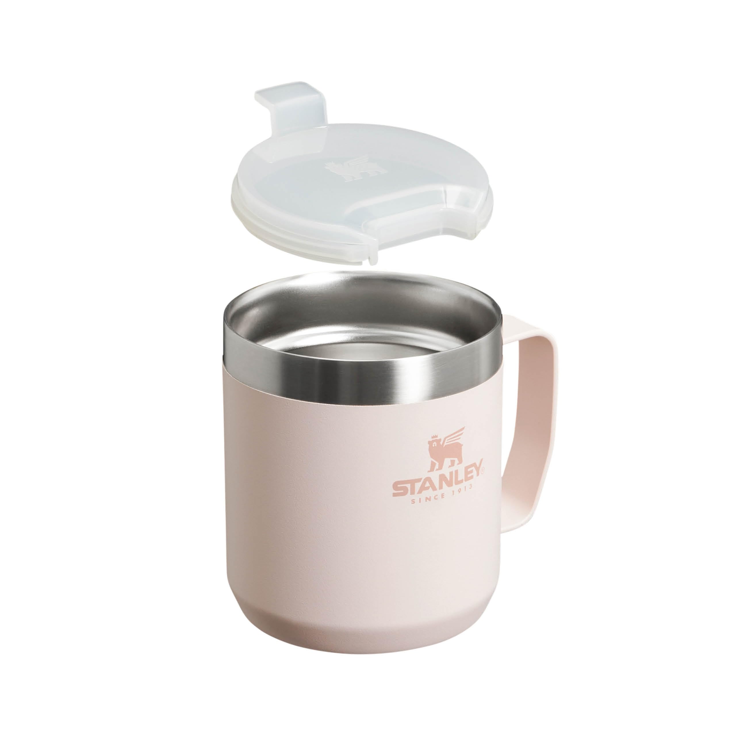 Stanley Classic Legendary Camp Travel Mug 0.35L - Keeps 1.5 Hours Hot - 3 Hours Cold - Dishwasher Safe - Stainless Steel Coffee Cup - BPA-Free - Rose Quartz