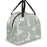 DJYQBFA Cute Bunny Floral Lunch Bag Reusable Soft Lunch Box for Adult Kids Insulated Meal Tote Kit Lunch Containers for Work School Picnic Outdoor