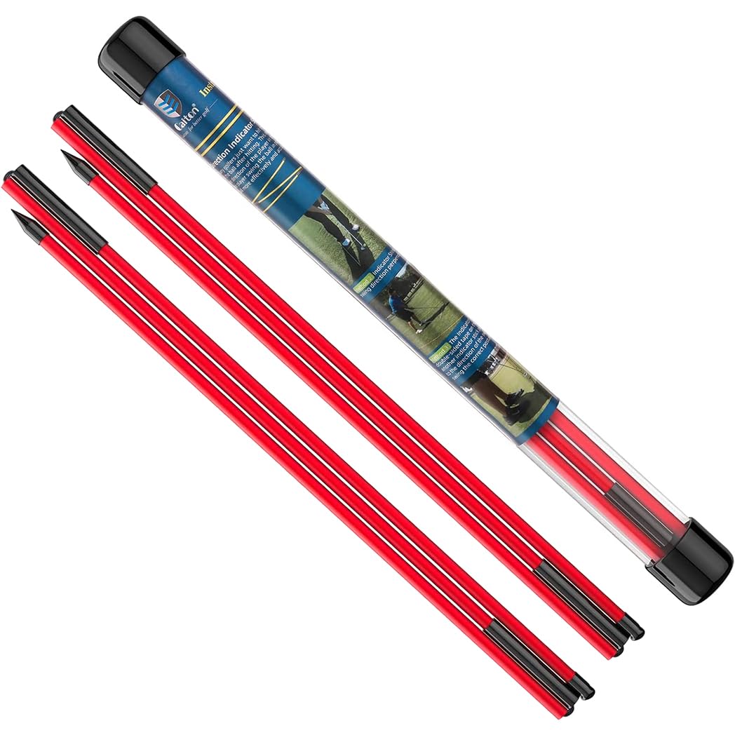 Photo 1 of CAITON Golf Alignment Sticks 2 Sets - 48inch Alignment Practice Rods, Foldable for Easy Portability, Golf Training Aids to Improve Golf Swing, Putting Posture, with Storage Tube (Three-Stage Red)