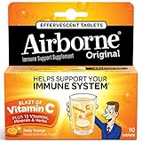 Airborne Zesty Orange Effervescent Tablets, 10 count - 1000mg of Vitamin C - Immune Support Supplement