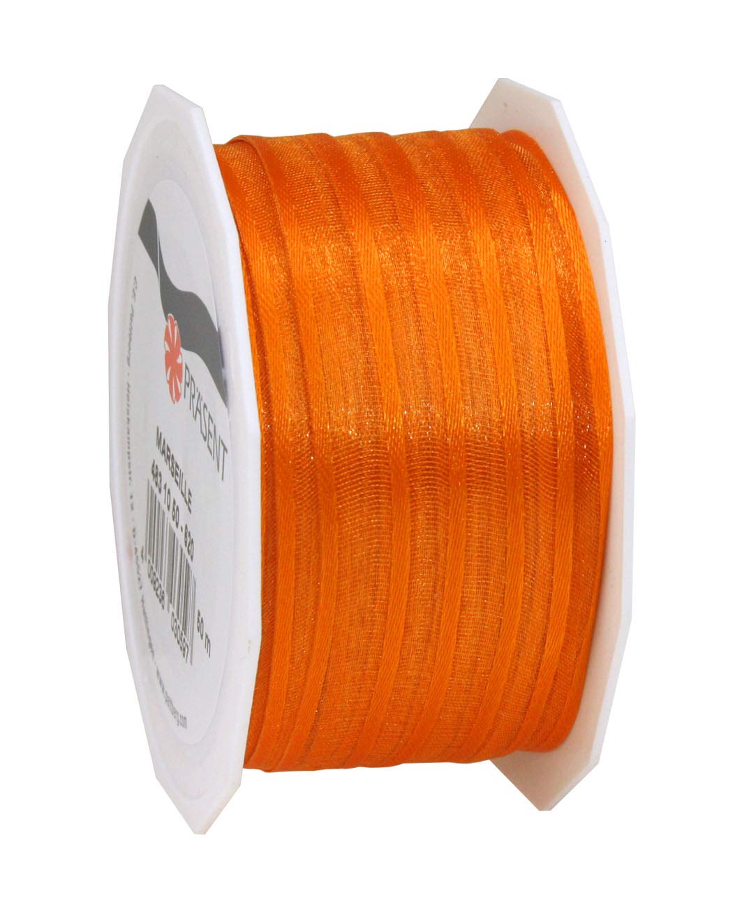 Präsent - Marseille Wired Organza Ribbon Orange 10 mm Width, 50 m Length — image 1
