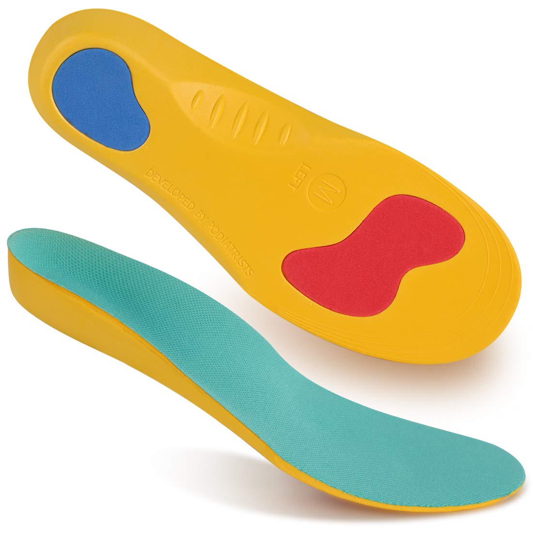 Kids Shoe Insoles Arch Support, Memory Foam Corrective Insert for Kids, Youth, Shock Absorption Shoe Cushion Insoles for Flat Feet, Pronation, Suspination, Plantar Fasciitis - Trim to Fit