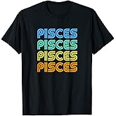 Pisces Vintage Retro Zodiac Sign Pisces Constellation Design T-Shirt